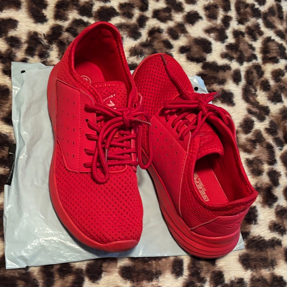All-Red Knit Athletic Sneakers